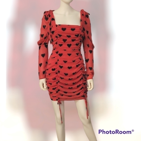 Nasty GAL Barbie Pink Key To My Heart Ruched Valentine's Party Micro Dress - Picture 1 of 13